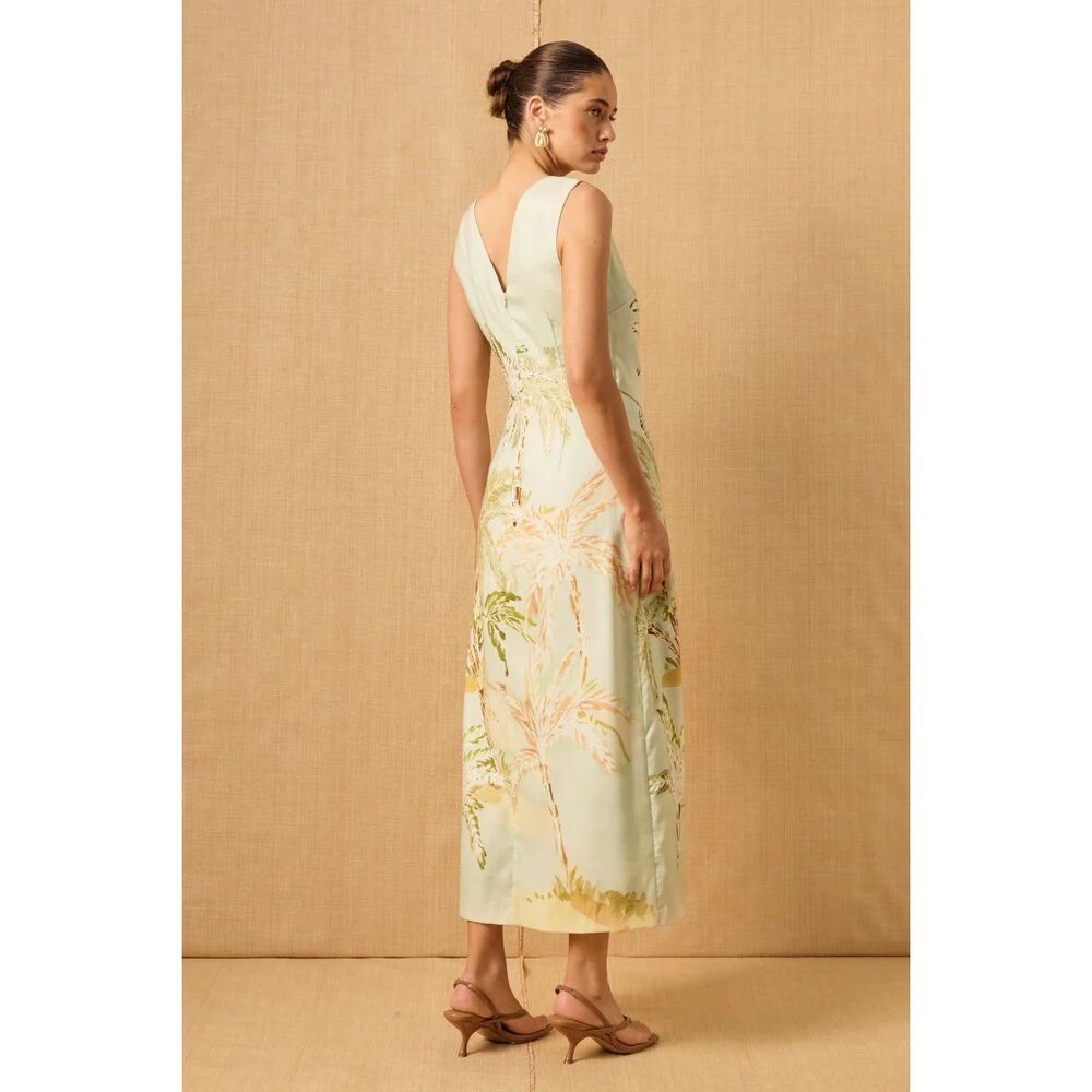 MON RENN ISLE DRESS IN ISLE OF PALMS PRINT in Green size S NWT $246 - Picture 4 of 9